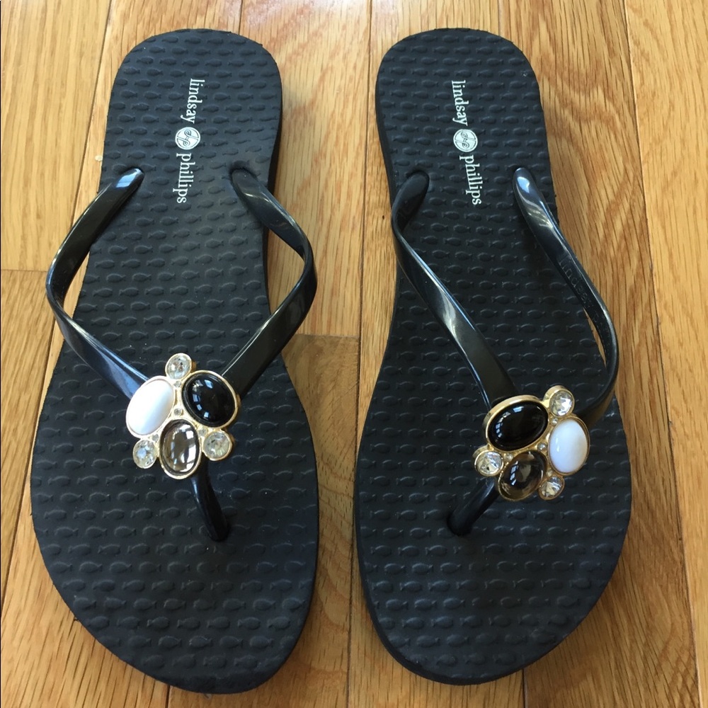 Lindsay Phillips Black Flip Flops